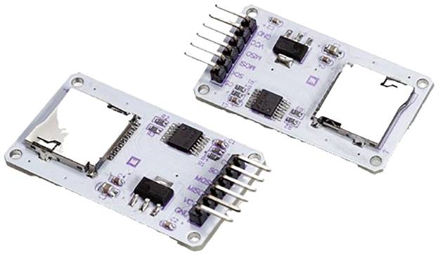 Deux circuits imprimés blancs avec des broches métalliques et de petits puces noires, destinés à être utilisés dans des projets électroniques.