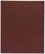 Une feuille de papier de verre rectangulaire de couleur rouge foncé.