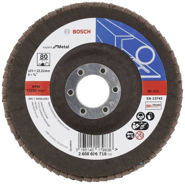 Bosch Accessories 2608606718 X551 Disque segmenté Diamètre 125 mm Ø de perçage 22.33 mm Grain 80 acier 1 pc(s)