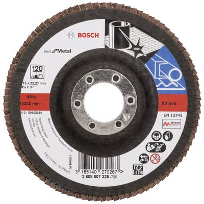 Disque à tronçonner Bosch pour usinage des métaux, diamètre 115 mm, vitesse de rotation maximale 13 300 tr/min, protection anti-vibrations, certification EN 13743.