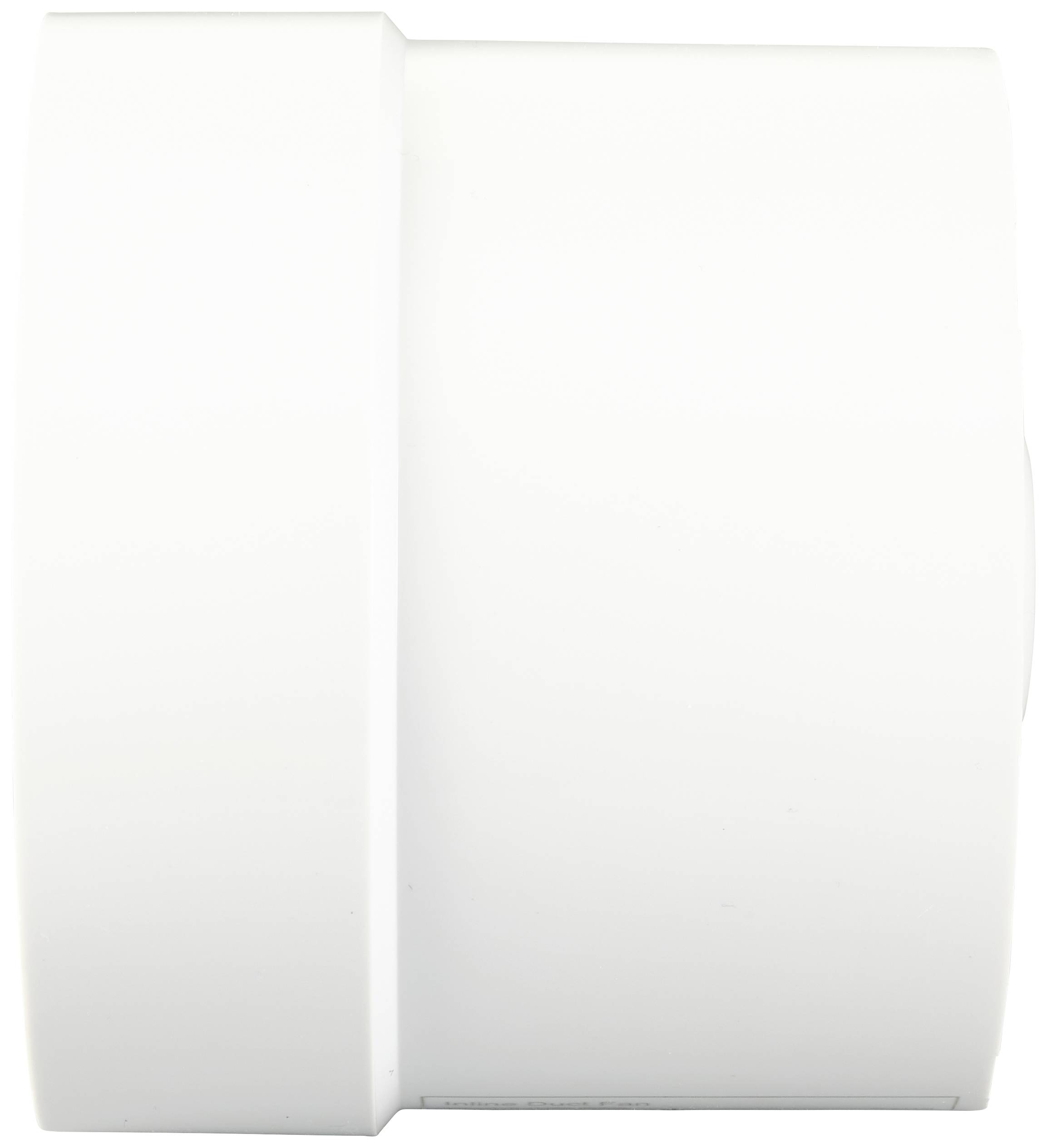 Un objet simple, blanc, cylindrique devant un fond blanc.