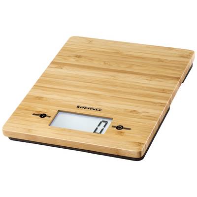 Balance de cuisine numérique en bois avec affichage. Indique '0', prête pour la mesure.