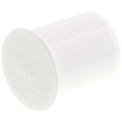 Un bouchon cylindrique blanc en plastique à surface lisse, typiquement utilisé pour obturer des ouvertures.