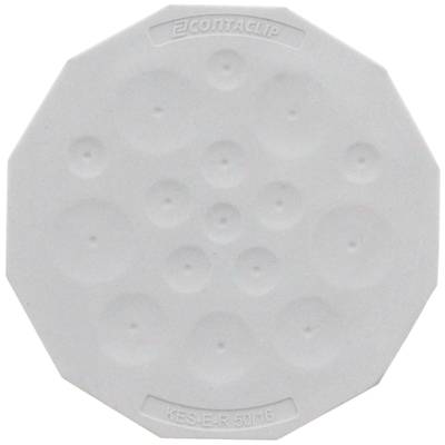 Portoir gris, circulaire, avec douze puits, de marque 'CONTACIP'. Adapté pour des applications en biologie cellulaire ou microbiologique.