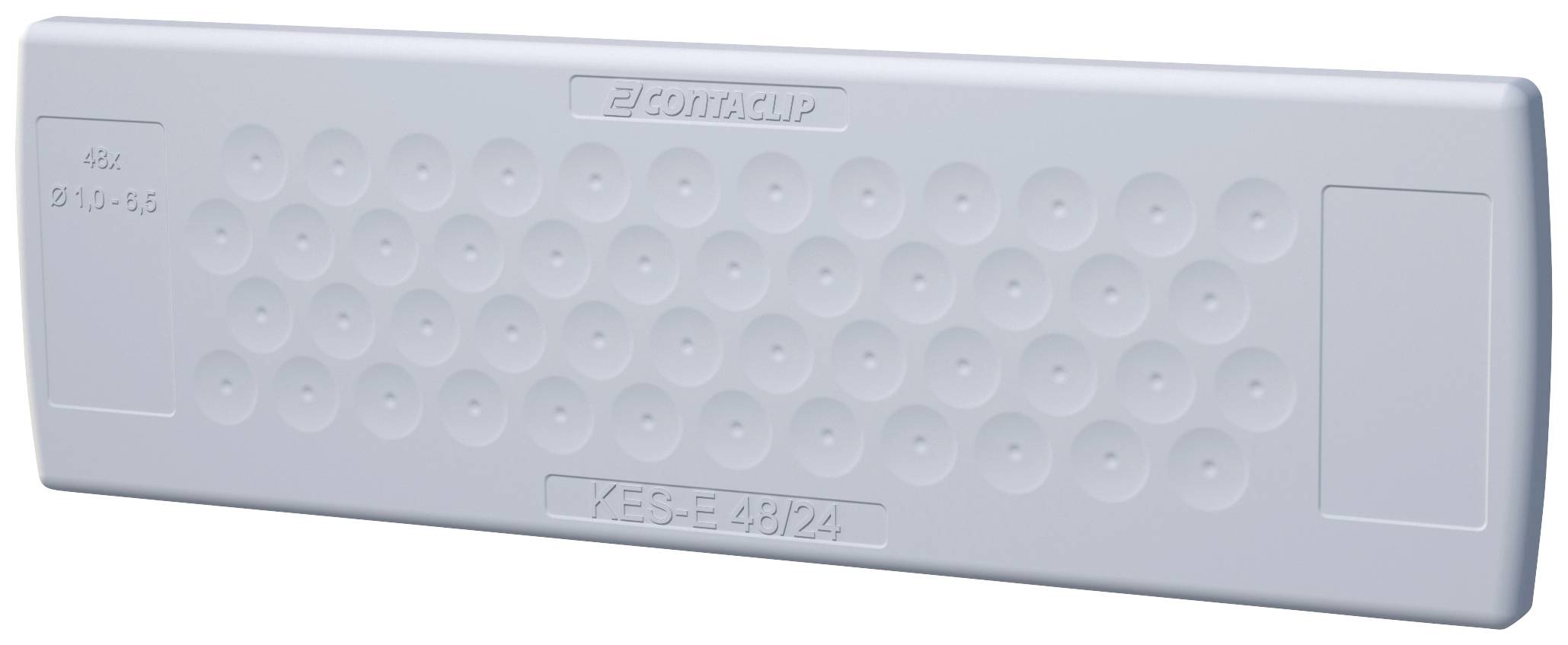 Plaque rectangulaire blanche en plastique avec plusieurs cavités rondes disposées de manière symétrique. Marquage 'BONTAP'.