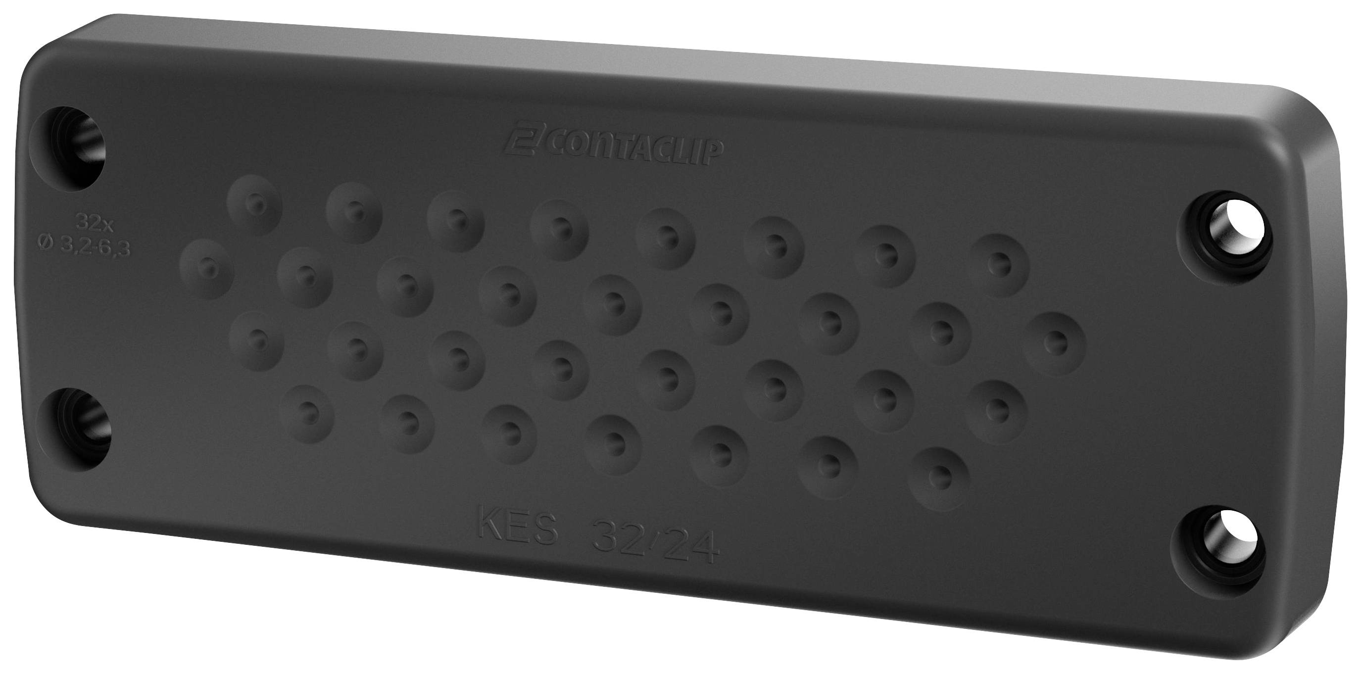 Un boîtier rectangulaire en plastique avec des fermetures à vis aux angles, adapté aux composants électroniques.