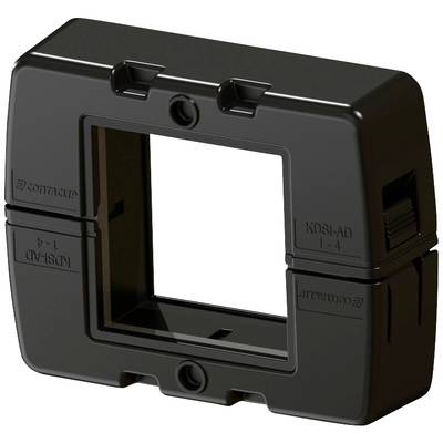 Cadre en plastique noir rectangulaire avec une ouverture centrale, probablement destiné à la fixation ou au support d'autres composants.