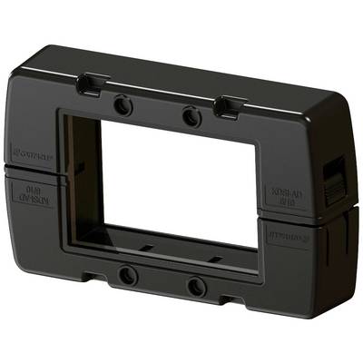 Un cadre rectangulaire noir en plastique avec plusieurs trous de vis, adapté pour la fixation et l'étanchéité des passages de câbles.