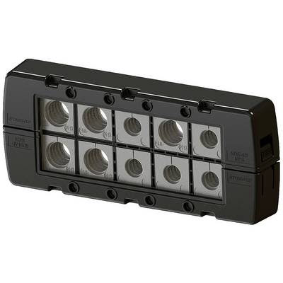 Module de gestion de câbles noir avec plusieurs ouvertures rondes, adapté à l'organisation et au guidage des câbles électriques.
