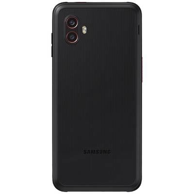 Un smartphone noir de Samsung avec deux caméras arrière et un flash. La surface est texturée.