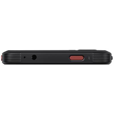 Un appareil électronique noir avec un bouton rouge et un connecteur rond sur le côté.