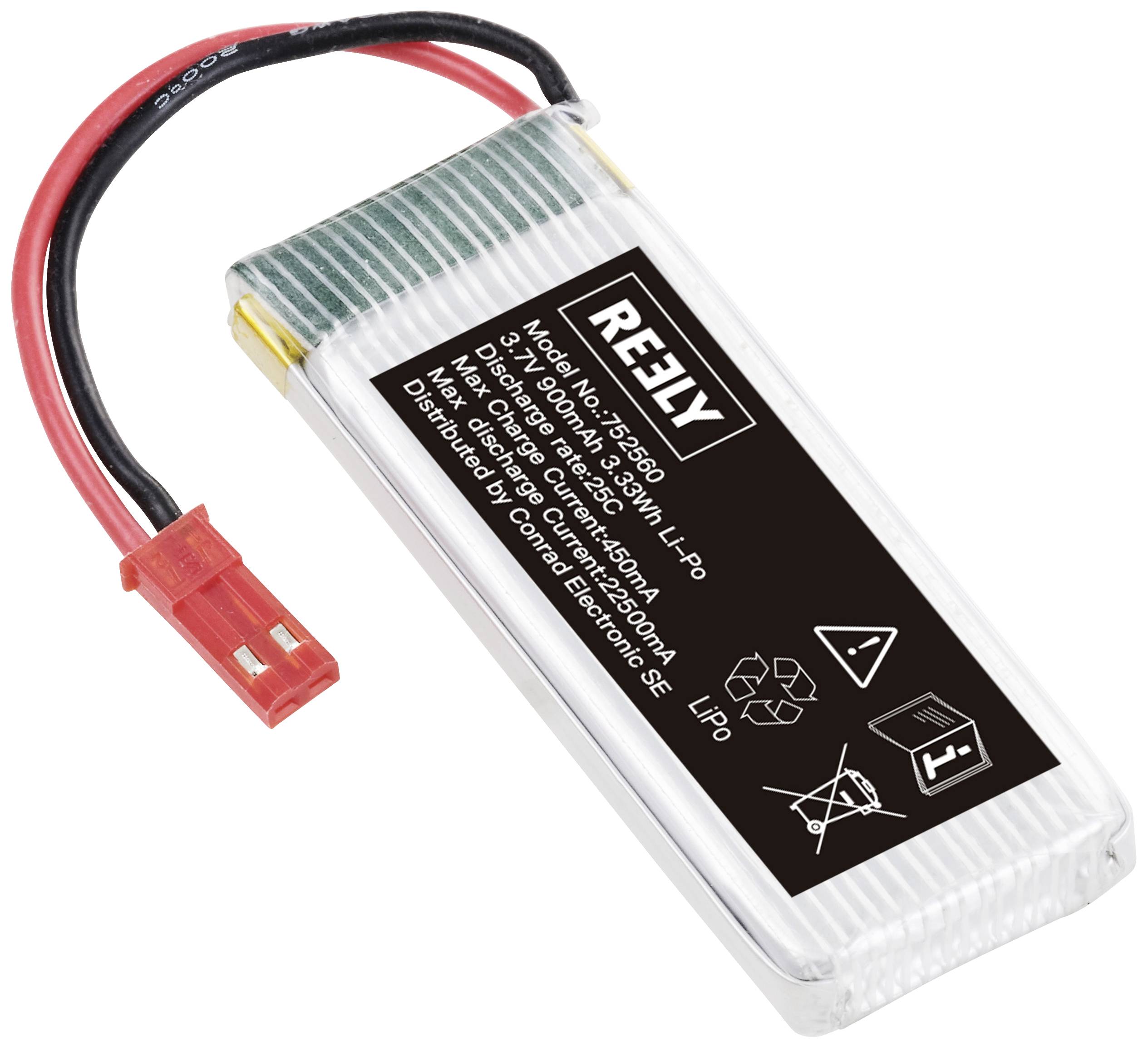 Reely Pack de batterie (LiPo) 3.7 V 900 mAh Nombre de cellules: 1 25 C Softcase BEC