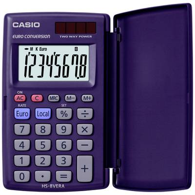 Casio HS-8VERA Calculatrice de poche bleu foncé Ecran: 8 solaire, à pile(s) (l x H x P) 62.5 x 10 x 104 mm