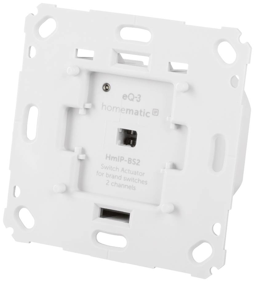 Module interrupteur Homematic IP HmIP-BS2, compatible avec un programme d'interrupteurs de marque, offrant 2 canaux pour un contrôle flexible.