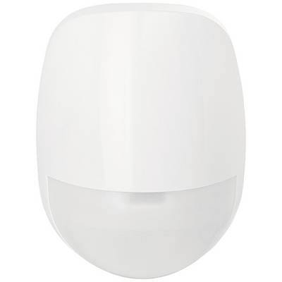 Un détecteur de mouvement blanc à façade arrondie, utilisé pour commander des systèmes d'éclairage ou de sécurité.