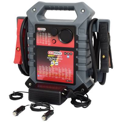 Dispositif de démarrage de la marque KS Tools, 12V, avec poignée de transport, pinces et câbles. Adapté pour le démarrage de véhicules avec batterie déchargée.