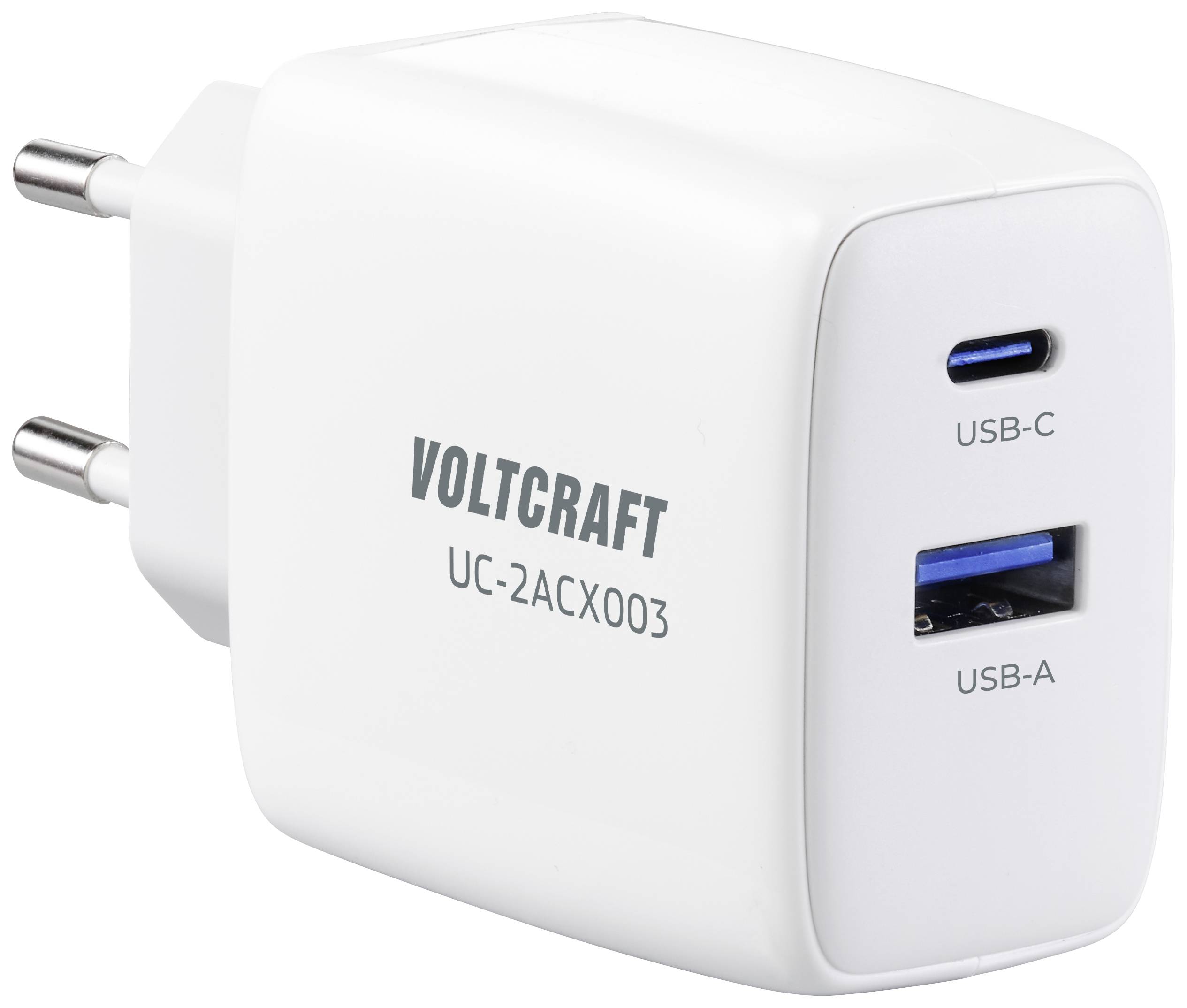 VOLTCRAFT UC-2ACX003 Chargeur USB 65 W USB-C®, USB-A blanc intérieure GaN