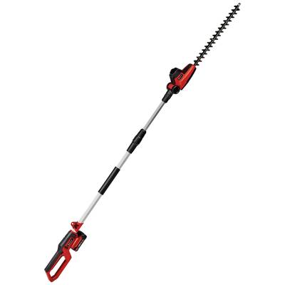 Un coupe-bordures intelligent avec un long manche et une tête ajustable pour atteindre les zones difficiles d'accès.