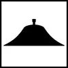 Un symbole noir en forme de coquille avec un petit carré au centre en haut, qui pourrait représenter une cloche.