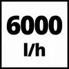 '6000 l/h' en grands caractères noirs sur fond blanc.