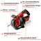 Un appareil de débouchage rouge avec mécanisme à spirale ; Poignée ergonomique ; Fonctionnement automatique du moteur ; Diverses fonctions décrites.