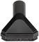 Un embout d'aspirateur noir à large tête plate et poils courts, adapté au nettoyage des meubles rembourrés.