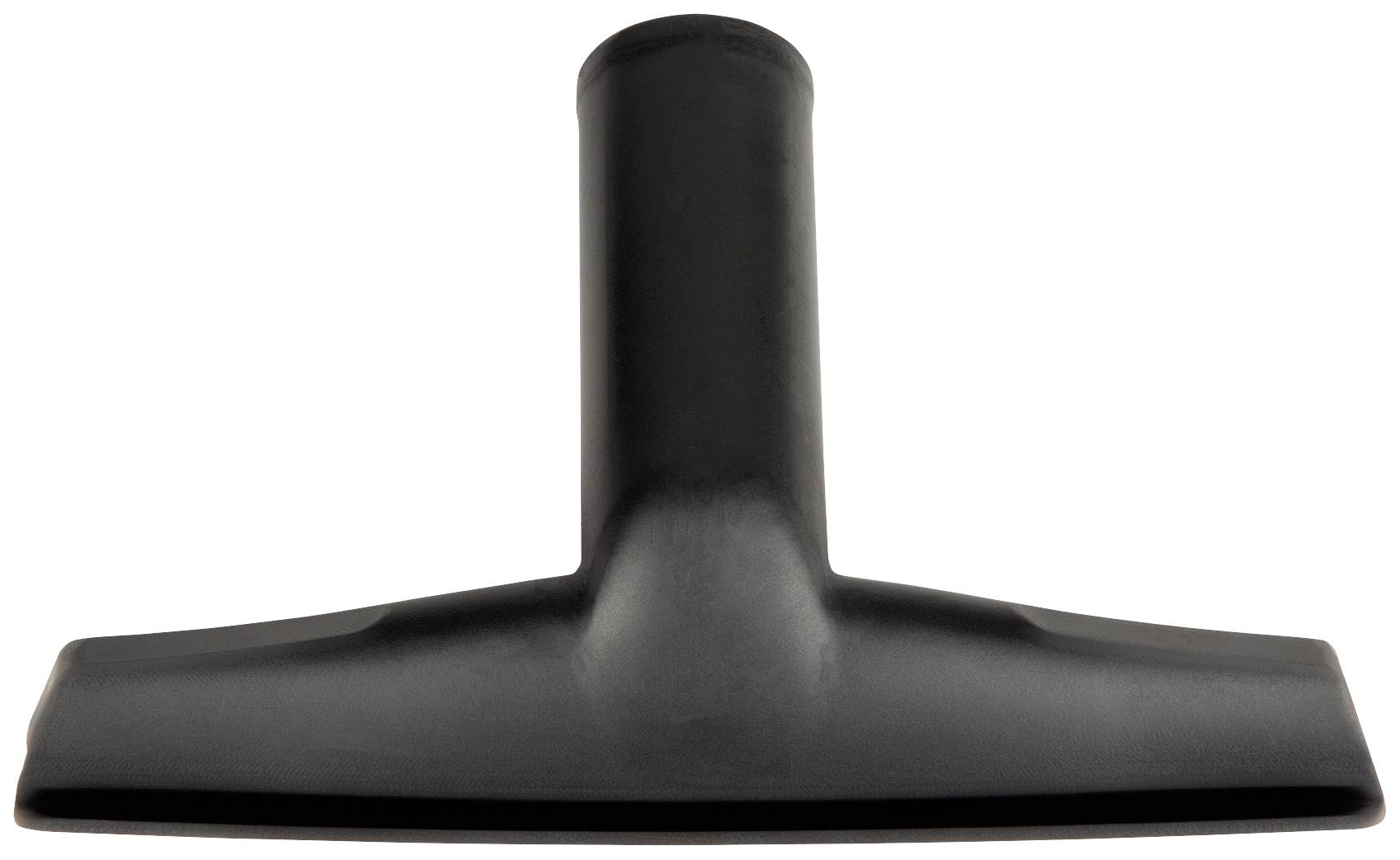Un embout d'aspirateur noir en forme de T sur un fond blanc.