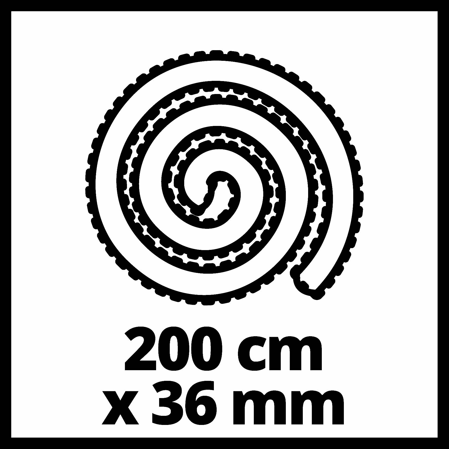 'Serpent en caoutchouc en forme d'escargot, 200 cm x 36 mm.'