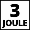 L'image montre le chiffre '3' et le mot 'JOULE' en grandes lettres noires, centrés sur un fond blanc dans un cadre noir.
