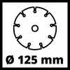 'Symbole d'une scie circulaire d'un diamètre de 125 mm.'