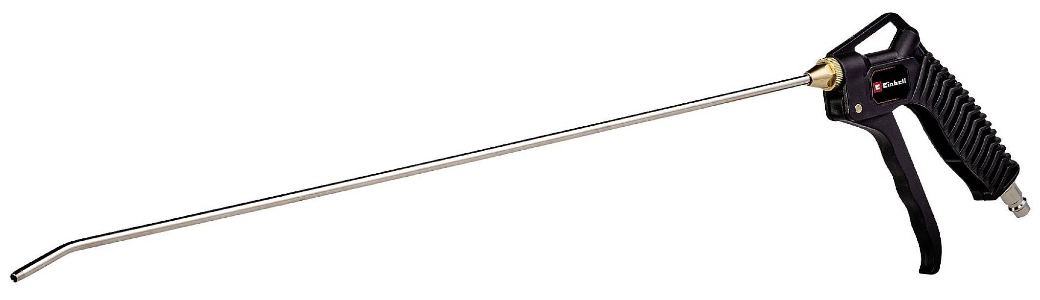 Pulvérisateur long avec poignée noire et tube métallique étroit, adapté aux travaux de nettoyage ou de pulvérisation.