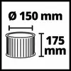 'Objet cylindrique de 150 mm de diamètre et 175 mm de hauteur, représenté graphiquement avec des lignes de cotes.'