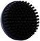 Brosse ronde noire avec des poils sur un socle bleu foncé, adaptée au nettoyage corporel ou capillaire.