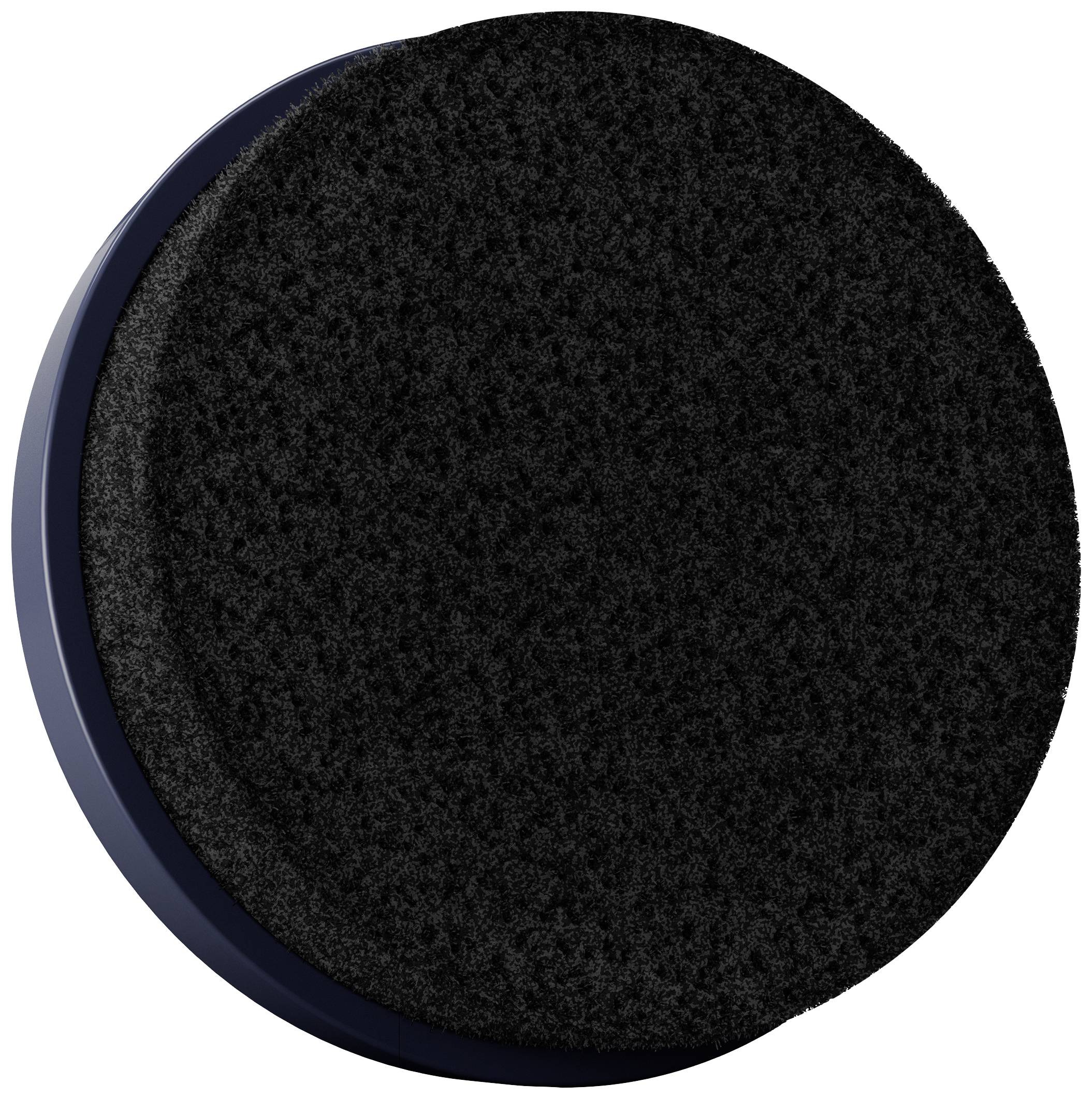 Un tampon de polissage noir, rond, avec une surface texturée, utilisé pour l'entretien automobile ou des applications similaires.