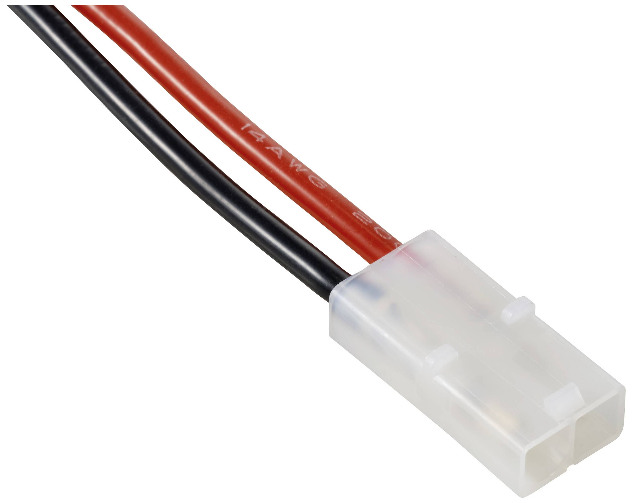 Un connecteur Molex avec un câble noir et rouge. Ce connecteur est fréquemment utilisé dans les alimentations de PC.