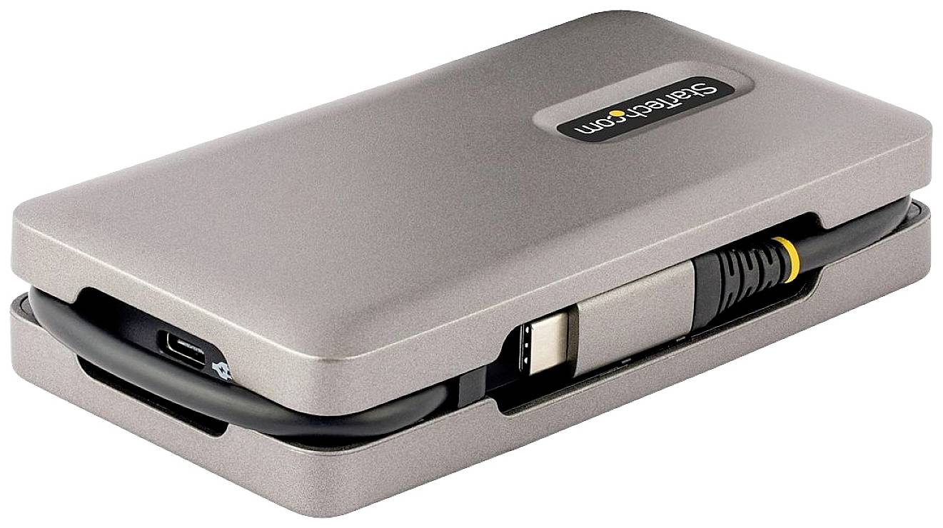 Adaptateur réseau USB-C vers Ethernet de StarTech.com dans un boîtier compact. Offre des options de connexion pour un accès réseau rapide.