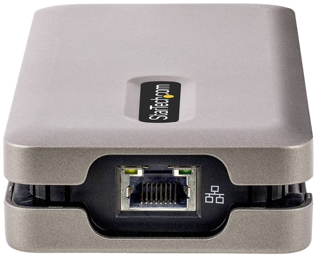 Appareil technique gris et noir avec connexion Ethernet, portant l'inscription 'StarTech.com'.