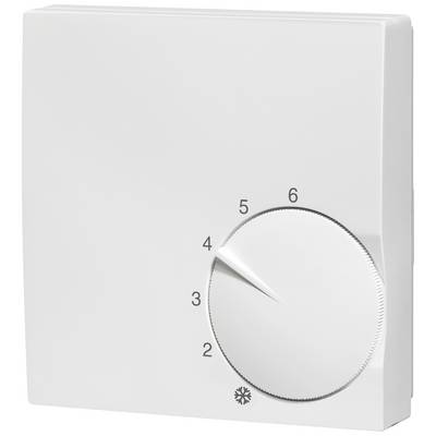 Un thermostat d'ambiance blanc avec un bouton rotatif numéroté de 1 à 6. Le bouton est réglé sur le chiffre 4.
