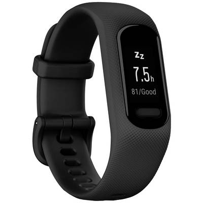 Montre connectée noire avec fonction de suivi du sommeil, affichant 7,5 heures de temps de sommeil et une évaluation de 81/Bon sur l'écran.