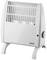 Radiateur électrique blanc avec fentes de ventilation et bouton rotatif sur le côté. Marquage 'ROWI'.