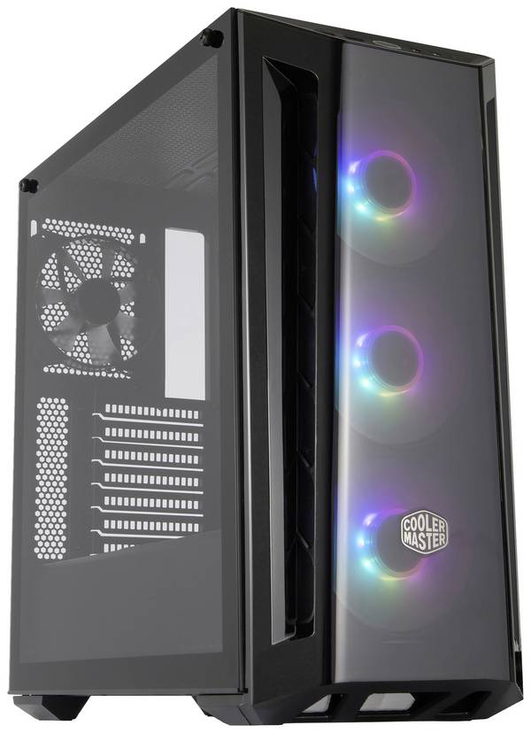 Tour midi Cooler Master MasterBox MB520 ARGB Boîtier PC  noir 3 ventilateurs LED pré-installés, 1 ventilateur pré-installé, filtre anti-poussière, fenêtre latérale