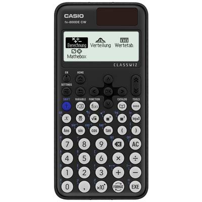 Casio FX-800DE CW Calculatrice de poche noir Ecran: 17 solaire, à pile(s) (l x H x P) 77 x 10.7 x 162 mm-0