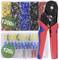 Ensemble d'outils comprenant une pince à sertir et des connecteurs colorés dans un coffret de rangement. Contient 1200 petites pièces et 120 grandes pièces.