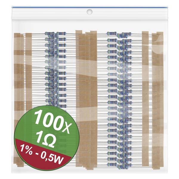 Quadrios 22P084 22P084 Jeu de résistances à couche métallique 1 Ω sortie axiale 0.5 W 1 % 1 set