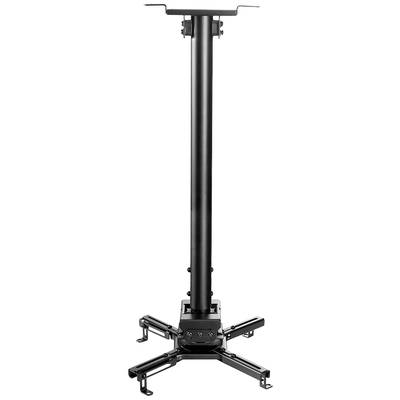 Support de projecteur avec bras long et ajustable, de couleur noire, adapté pour une installation au plafond. Design robuste pour une fixation stable.