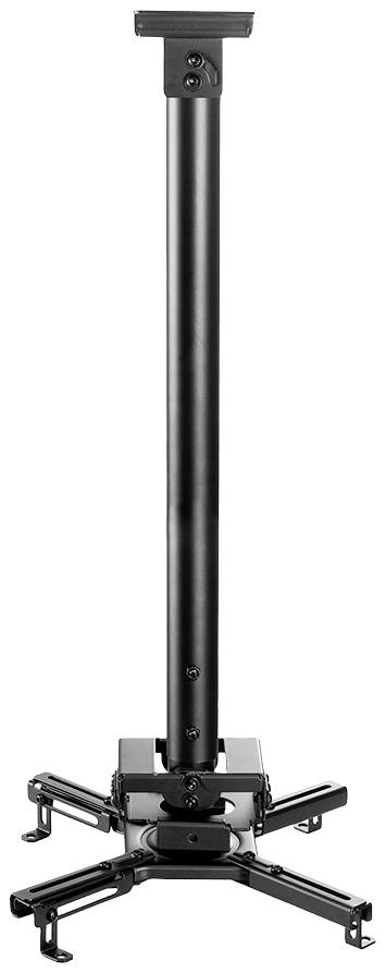 Support de plafond noir pour projecteur, réglable en hauteur. Adapté à différents modèles de projecteurs et assurant une fixation stable.