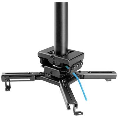 Un support de projecteur noir avec un câble bleu. Le support dispose de bras ajustables pour un positionnement au plafond.