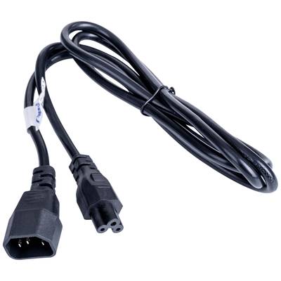 Un câble d'alimentation noir avec une fiche IEC 60320 C13 et une fiche C5, souvent utilisé pour les ordinateurs portables et les appareils électroniques.