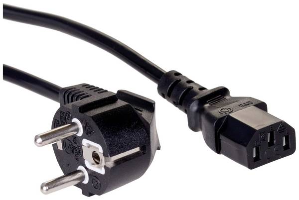 Câble de raccordement Akyga alimentation [1x Secteur femelle C13 - 1x Prise mâle + contact de protection] 3.00 m noir