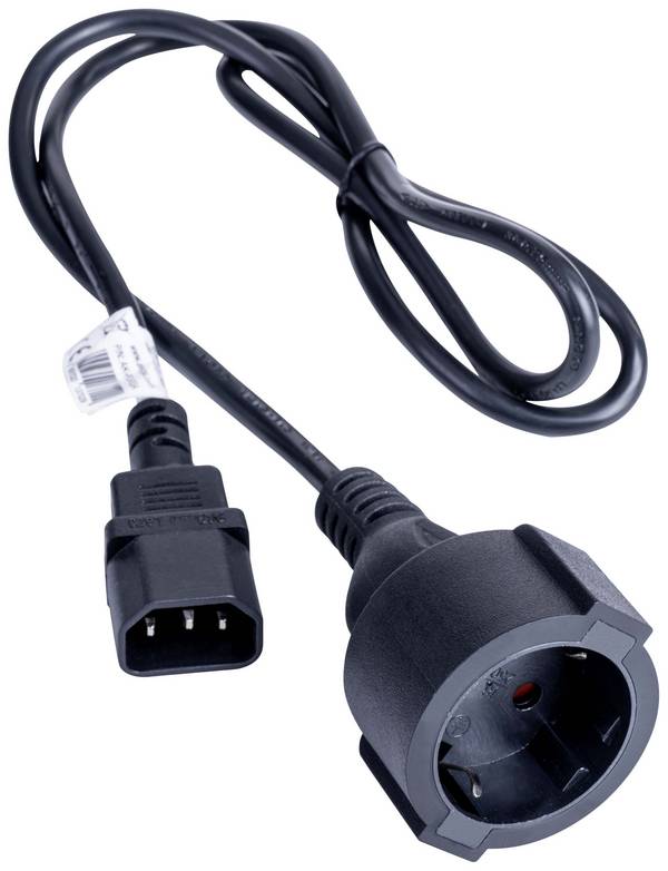 Câble de raccordement Akyga alimentation [1x Secteur mâle C14 - 1x Prise de courant + contact de protection] 1.00 m noir